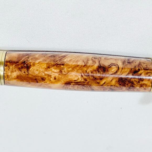 Bolt Action Ball Point Pen Rifle Handmade Brass Gold Brown Swirl Acrylic Resin - Picture 3 of 7